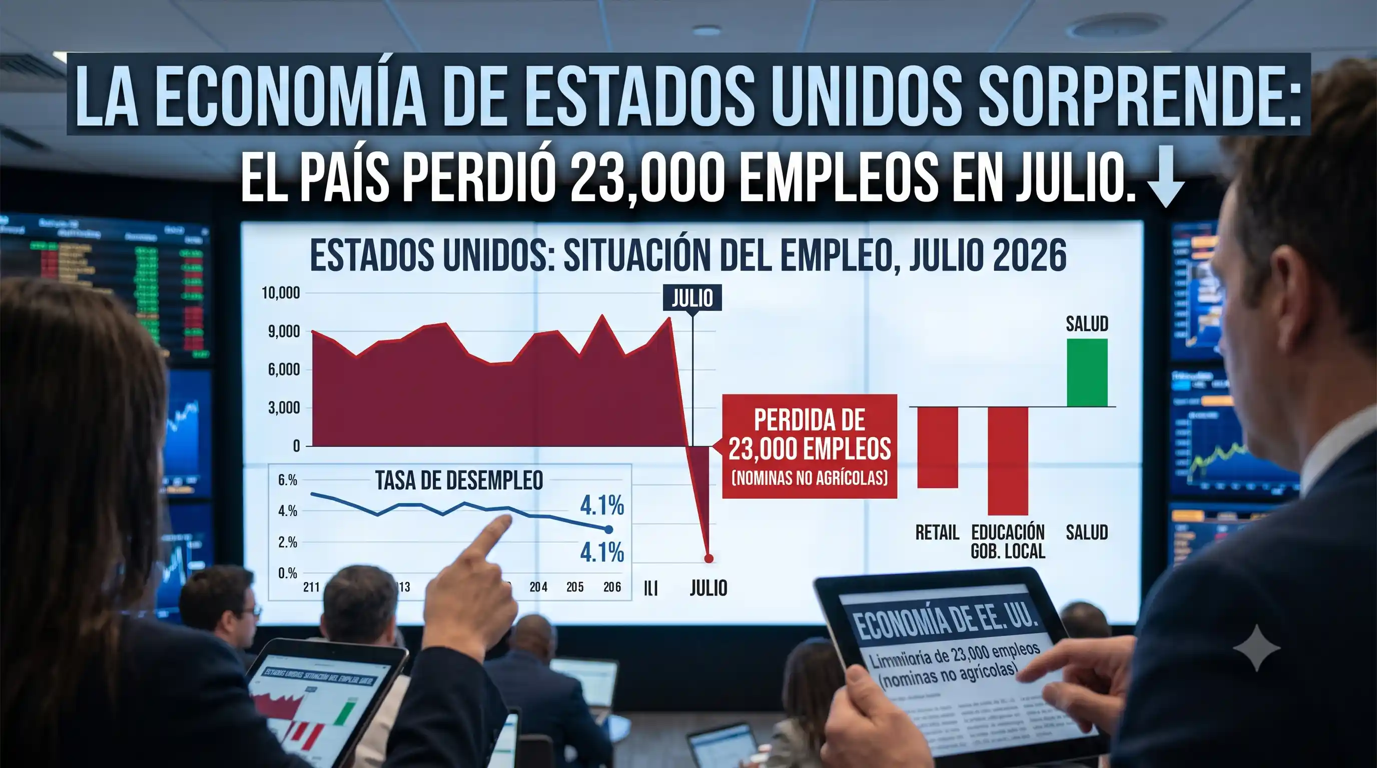 La economía de Estados Unidos sorprende: el país perdió 23,000 empleos en julio