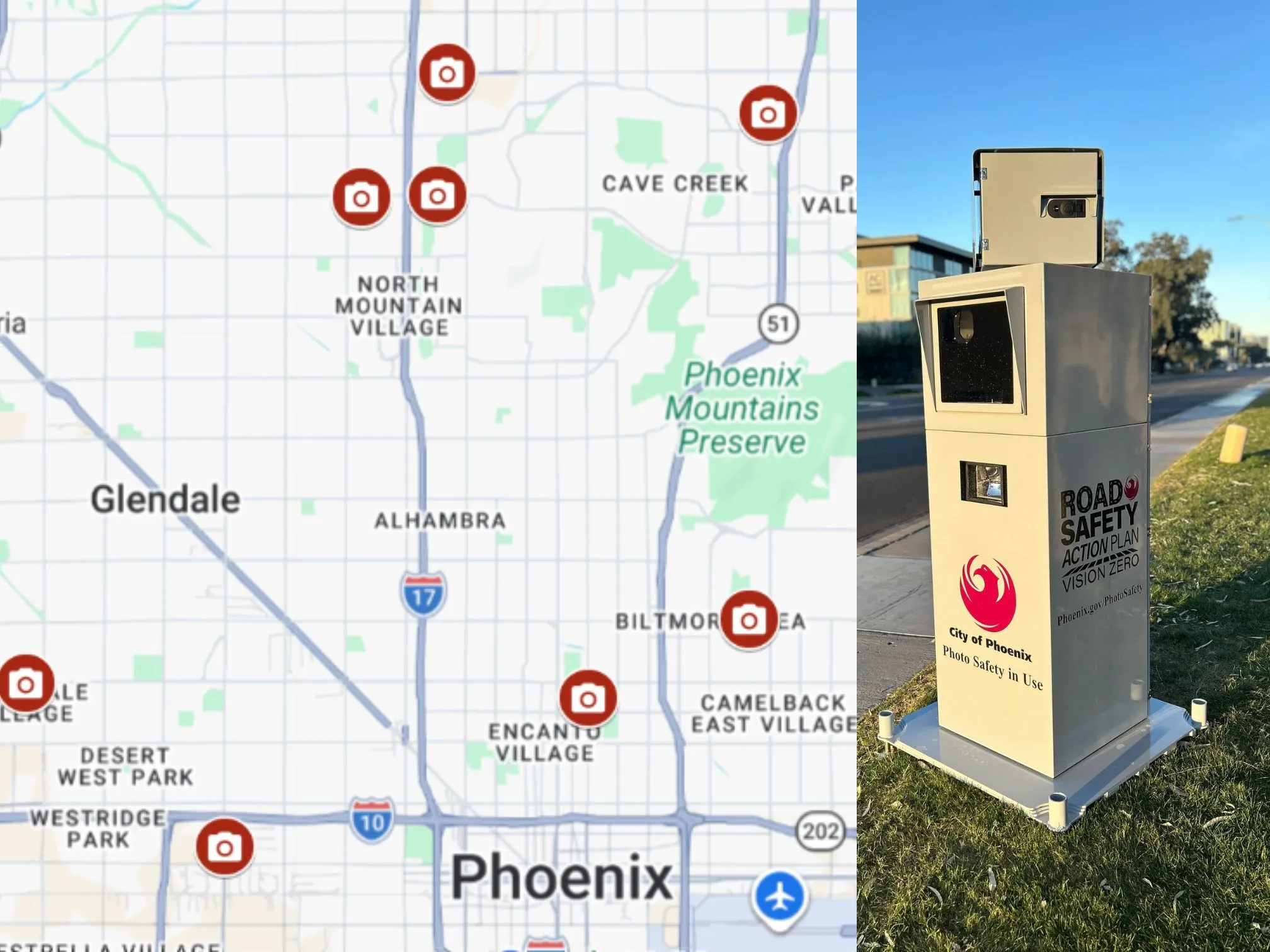 Estas son las ubicaciones de las cámaras de velocidad en Phoenix