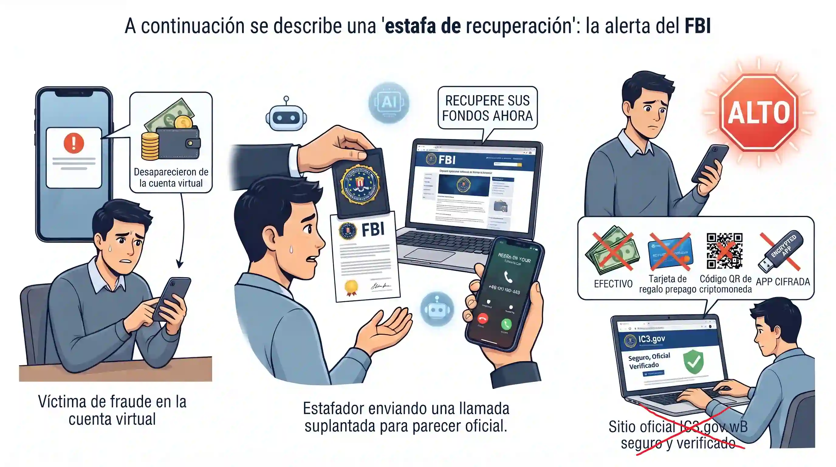 ¿Te estafaron y ahora alguien dice que es del FBI y puede recuperar tu dinero? Cuidado: podrías estar cayendo en una segunda estafa.