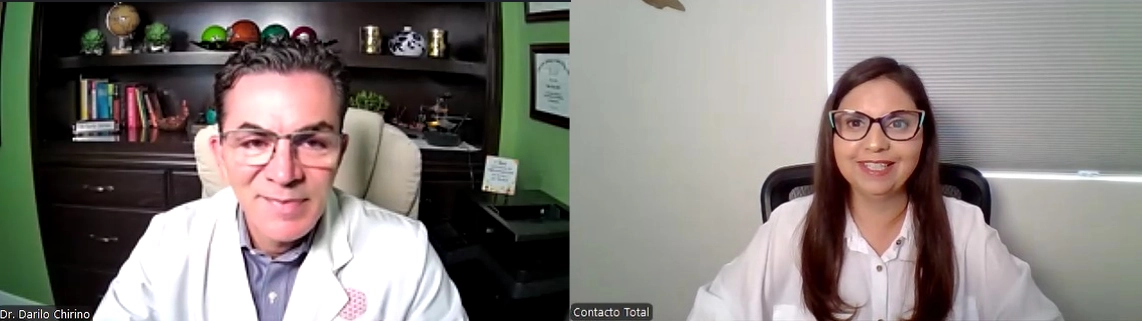 Dr. Chirino desde Miami durante la entrevista con Contaco Total
