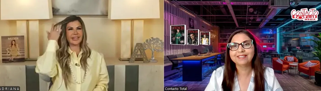 Adriana Gallardo desde Los Angeles durante entrevista con Contacto Total via Zoom